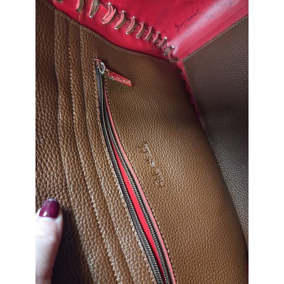 PINK HALEY Deep Mauve Brown Pink Tote Handbag Zip Top Purse Faux Leather - Picture 11 of 12